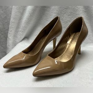 BCBG dark nude patent leather heels